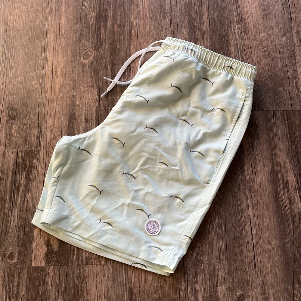 NWT Brooklyn Cloth Co. Fish Pattern Volley Swim Trunk Sz L